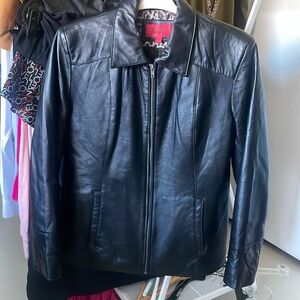 Y2K Vintage 100% Leather Quilted Lined Jacket Black Large